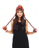 Handmade Crochet Hand Knitted Boho Hippie 100% Wool Fleece Lined Hat 6028