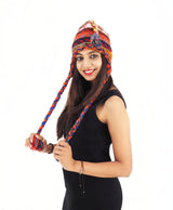 Handmade Crochet Hand Knitted Boho Hippie 100% Wool Fleece Lined Hat 6028