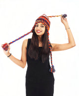 Handmade Crochet Hand Knitted Boho Hippie 100% Wool Fleece Lined Hat 6028