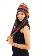 Handmade Crochet Hand Knitted Boho Hippie 100% Wool Fleece Lined Hat 6028