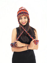 Handmade Crochet Hand Knitted Boho Hippie 100% Wool Fleece Lined Hat 6028