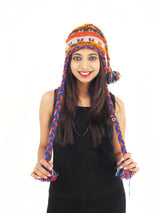 Handmade Crochet Hand Knitted Boho Hippie 100% Wool Fleece Lined Hat 6039