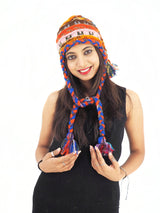 Handmade Crochet Hand Knitted Boho Hippie 100% Wool Fleece Lined Hat 6039