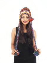 Handmade Crochet Hand Knitted Boho Hippie 100% Wool Fleece Lined Hat 6045