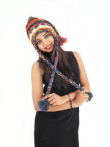 Handmade Crochet Hand Knitted Boho Hippie 100% Wool Fleece Lined Hat 6045