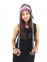 Handmade Crochet Hand Knitted Boho Hippie 100% Wool Fleece Lined Hat 6057