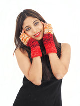 Handmade Crochet Hand Knitted Boho 100% Wool Fleece Lined Texting Gloves 6120