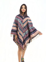 Handmade Hand Loomed Yak Wool Large Shawl Hooded Poncho 6177