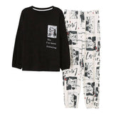 Sleep Wear Soft Cotton Blend Pajama Set Lounge Wear M L XL 2XL Long Sleeves