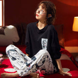 Sleep Wear Soft Cotton Blend Pajama Set Lounge Wear M L XL 2XL Long Sleeves