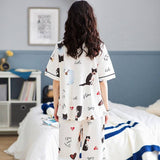 Sleep Wear 100% Soft Cotton Cat Print Pajama Set Lounge wear M L XL XXL 3XL