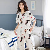 Sleep Wear 100% Soft Cotton Cat Print Pajama Set Lounge wear M L XL XXL 3XL