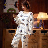 Sleep Wear Soft Cotton Blend Pajama Set Lounge Wear M L XL 2XL Long Sleeves