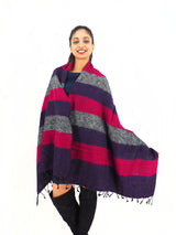 Handmade Hand Loomed Yak Wool Large Shawl Blanket Throw Meditation Shawl