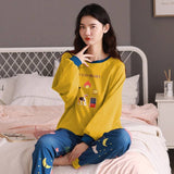 Sleep Wear 100% Soft Cotton Pajama Set Lounge wear M L XL 2XL 3XL Long Sleeves