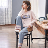 Sleep Wear 100% Soft Cotton Pajama Set Lounge wear M L XL 2XL 3XL Long Sleeves