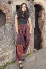 Handmade Casual Boho Cotton Hippie Yoga Pants Size M-L-XL Maroon