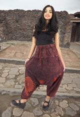 Handmade Casual Boho Cotton Hippie Yoga Pants Size M-L-XL Maroon