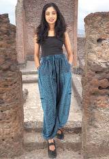Handmade Casual Boho Cotton Hippie Yoga Pants Size M-L-XL Blue