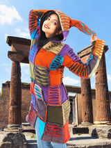 Handmade Patchwork Boho Hoodie 100% Pre-Washed Cotton Multi Color S-M-L-XL