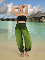 Unisex Harem Yoga Hippie Boho Pants in Green Tones