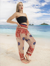 Unisex Harem Yoga Hippie Boho Pants Blue And Red Print 