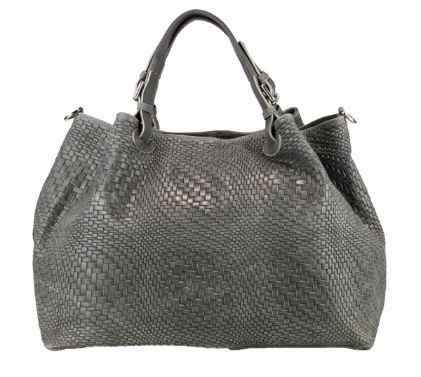 Large Grey Leather Handbag