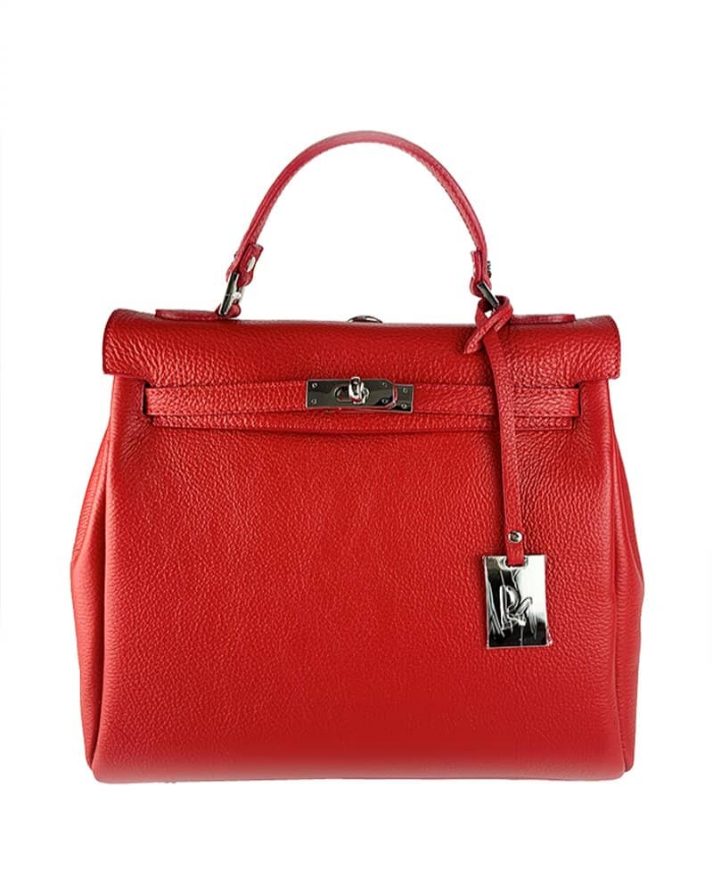 Red Leather Medium Handbag Transforms to Backpack Handmade In Italy