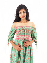 Bohemian Gypsy Hippy Rayon Light Weight Short Dress Green S-M-L