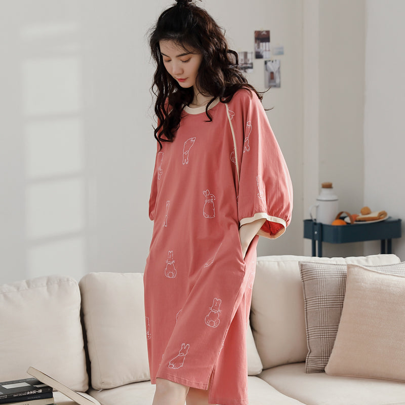 Sleepwear 100% Soft Cotton Coral Night Shirt Nightgown Lounge wear XL XXL