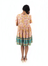 Bohemian Gypsy Hippy Rayon Light Weight Short Dress Pink Floral S-M-L