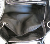 Croc Embossed Black Leather Large Handbag Made In Italy