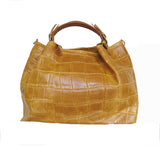 Embossed Tan Leather Large Handbag