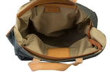 Gray Canvas Handbag Leather Handles & Shoulder Strap