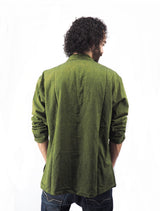 Men's Handmade Casual Boho Cotton Shirt Size S-M-L-XL Green
