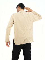 Men's Handmade Casual Boho Cotton Shirt Size S-M-L-XL Beige Off White