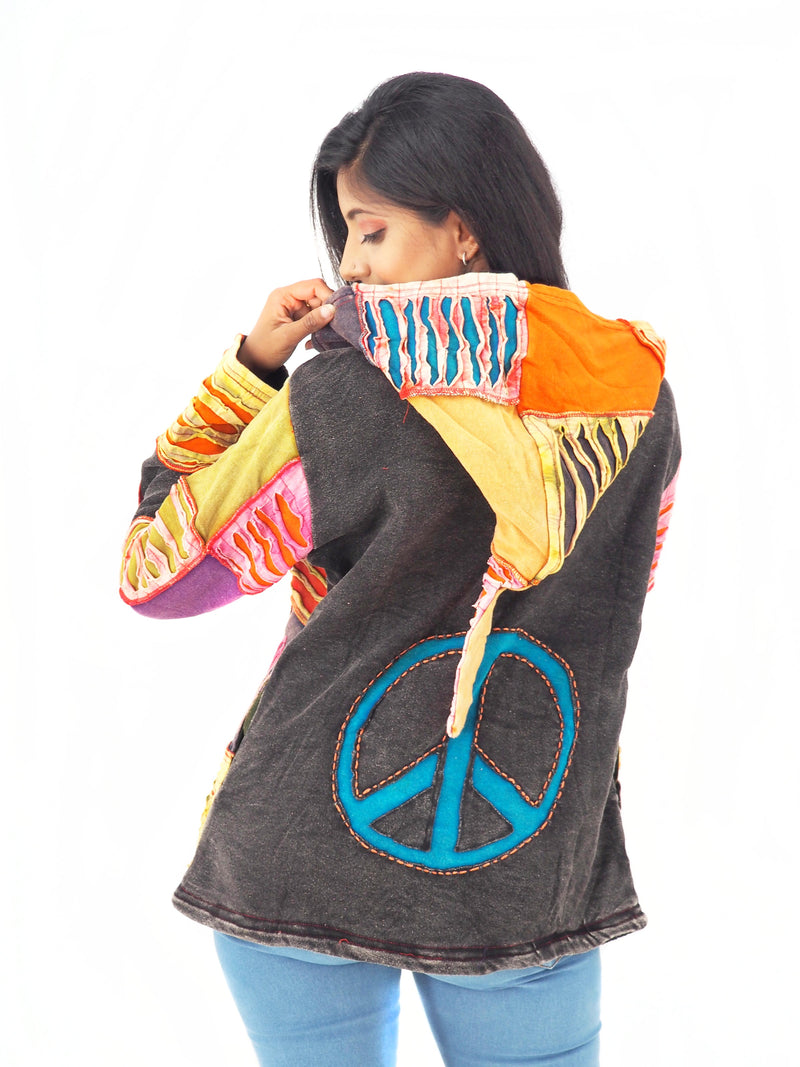 Handmade Patchwork Boho Hippie Hoodie 100% Pre-Washed Cotton Not Lined S-To XXL