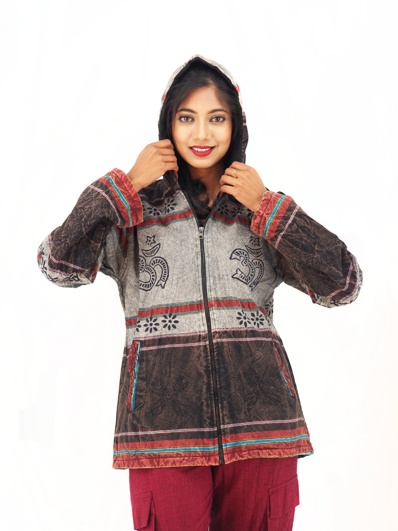 Handmade Casual Boho Cotton Unisex Jackets Hoodies Size S-M-L-XL-XXL Gray