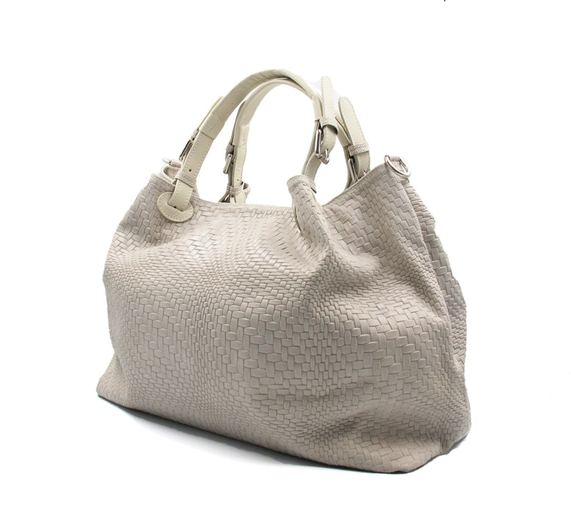 Cream Leather Large Handbag