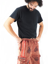 Unisex Handmade Casual Boho Medium Brown Cotton Patch Work Pants Size S-M-L-XL