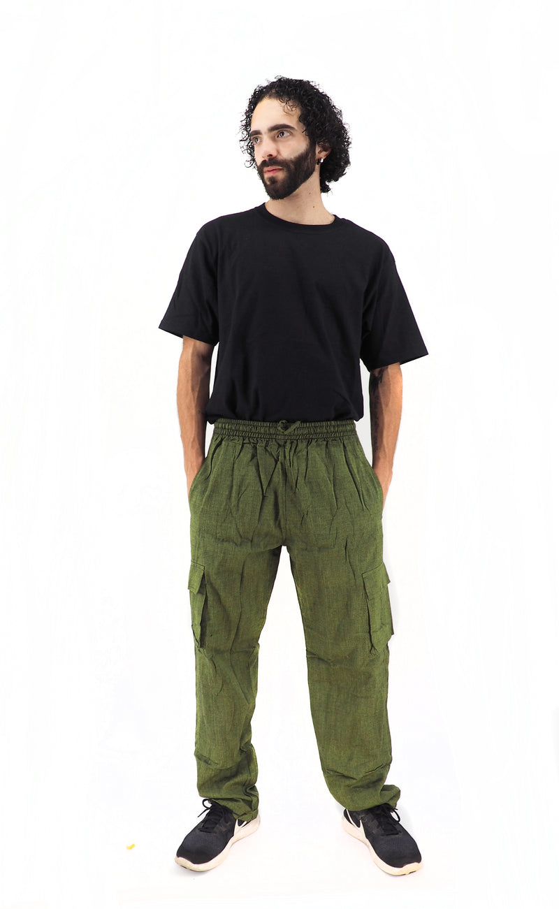 Unisex Handmade Casual Boho Cotton Solid Color Pants Size S-M-L-XL