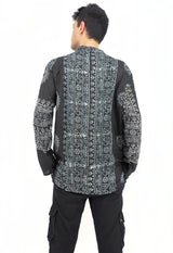 Men's Handmade Casual Boho Hippie Cotton Shirt Size S-M-L-XL Black