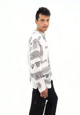 Men's Handmade Casual Boho Hippie Cotton Shirt Size S-M-L-XL White
