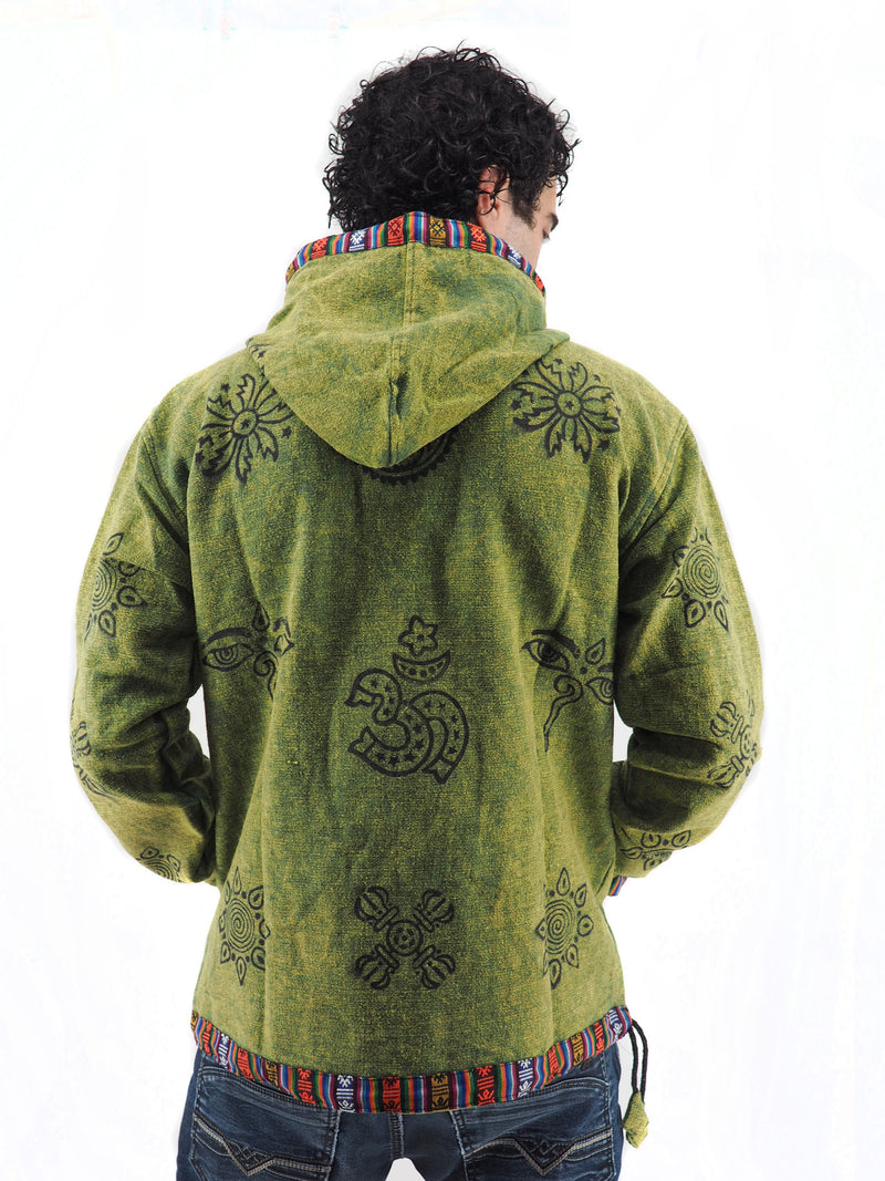 Handmade Casual Boho Cotton Unisex Jackets Hoodies Size S-M-L-XL- XXL Medium Green