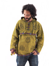 Handmade Casual Boho Cotton Unisex Jackets Hoodies Size S-M-L-XL Mustard