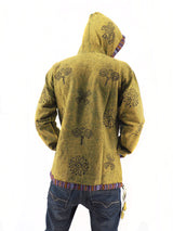 Handmade Casual Boho Cotton Unisex Jackets Hoodies Size S-M-L-XL Mustard