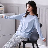 Sleep Wear 100% Soft Cotton Pajama Set Lounge wear M L XL 2XL 3XL Long Sleeves