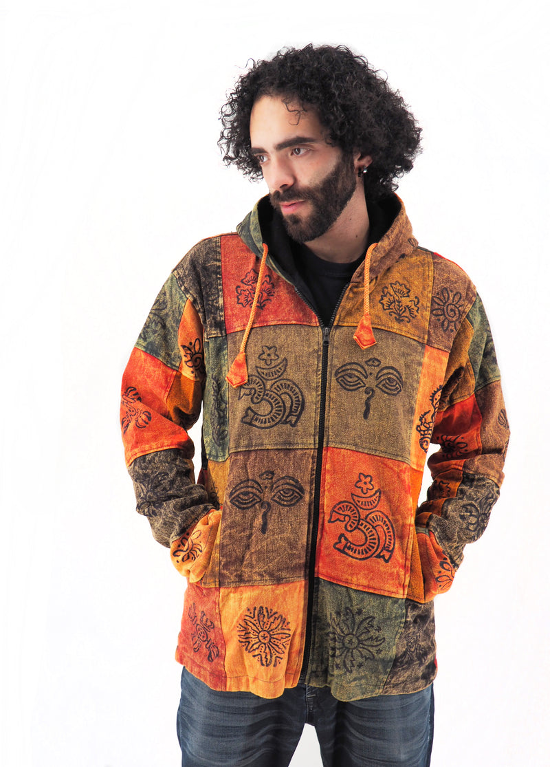 Handmade Casual Boho Cotton Unisex Men's Jackets Hoodies Size S-M-L-XL