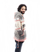 Handmade Casual Boho Cotton Unisex Jackets Hoodies Size S-M-L-XL- Gray