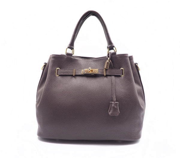 Coffee Brown Leather Handbag